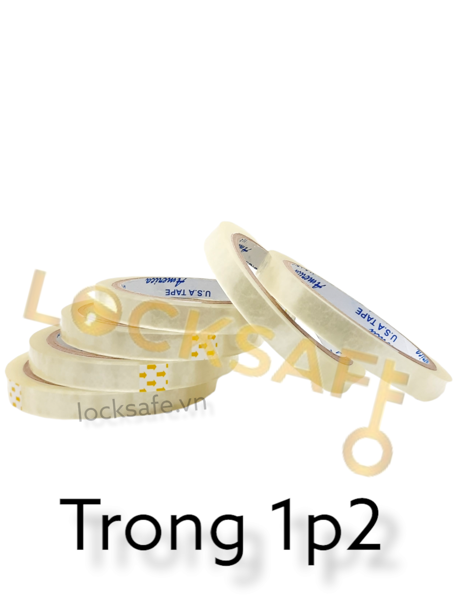 Băng keo trong khổ 1.2cm dài 80 yard và băng keo văn phòng phẩm 1f8 độ dính cao