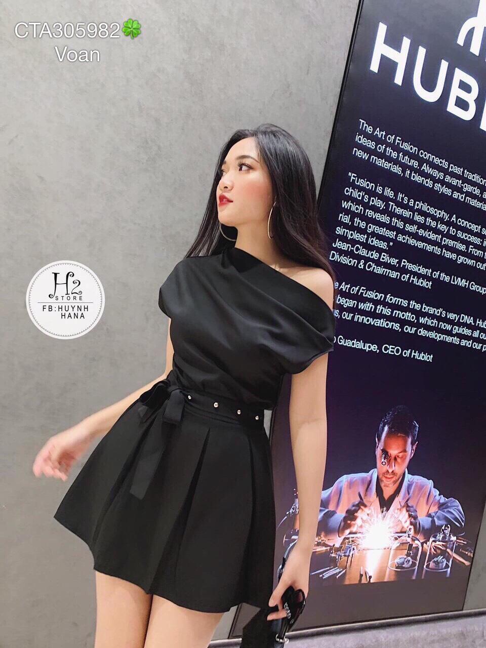 Đầm dự tiệc đầm xòe lệch vai cao cấp 2019 ds uzu.store