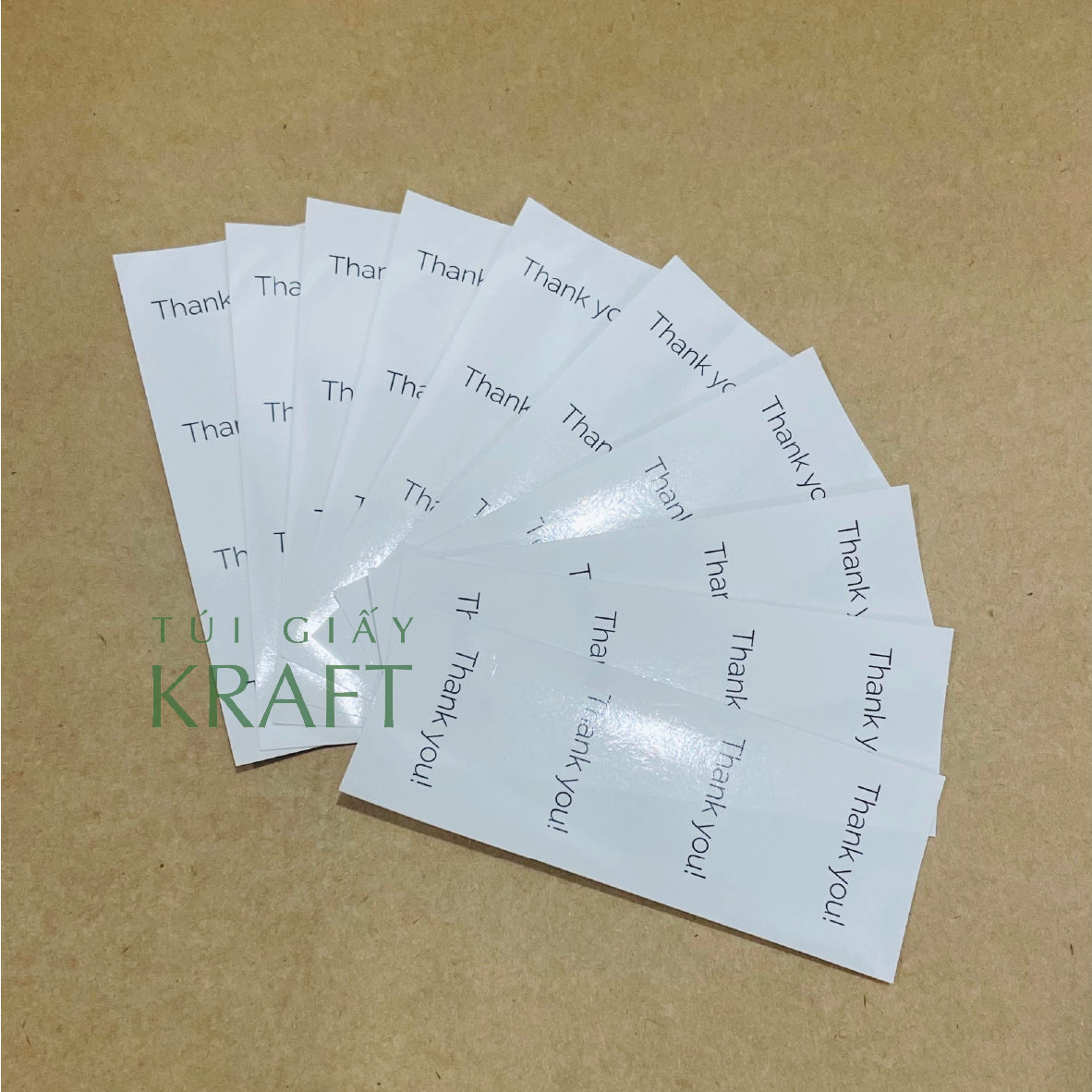 [HCM]Combo 10 dây tem decal sticker dán chữ Thank you 3x8cm tuigiaykraftvn