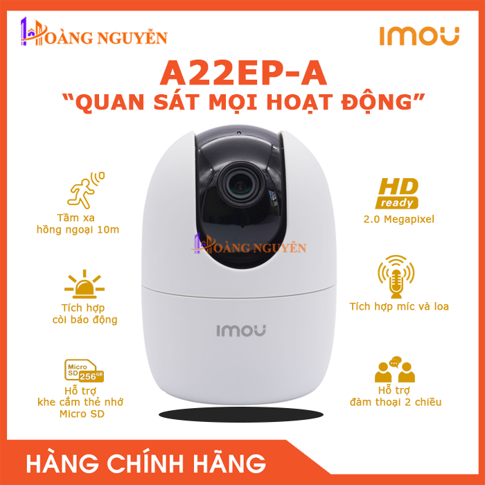 [HCM][NHÀ PHÂN PHỐI] Camera Wifi IMOU IPC-A22EP-A 2.0 Megapixel tích hợp phát sóng Wifi báo trộm và phát hiện chuyển động âm thanh 2 chiều