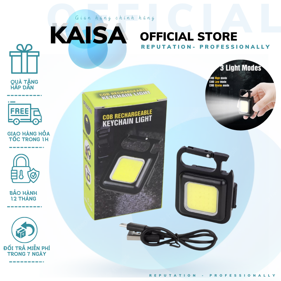 Đèn pin móc khoá đa năng, đèn flash mini, đèn pin mini siêu sáng, đèn làm việc cob, 3 chế độ sáng, tích hợp nhiều tính năng, đổi trả bảo hành