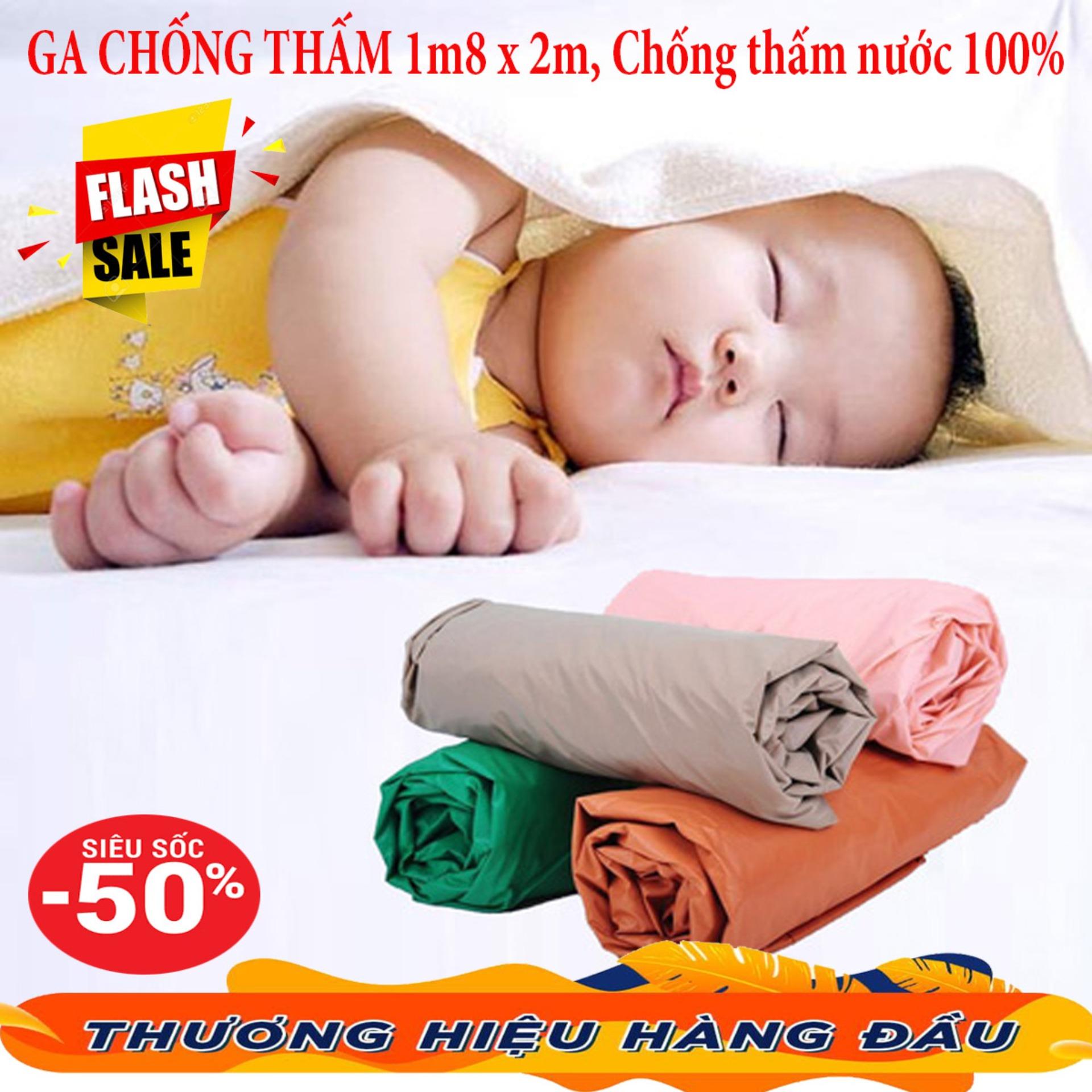 Drap, Ga bọc nệm chống thấm trơn 1m8x2m - Ga giường cho bé, ga chống thấm tuyệt đối 100% bọc bảo vệ nệm, không lo hỏng nệm nhiều màu sắc đa dạng - giao màu ngẫu nhiên
