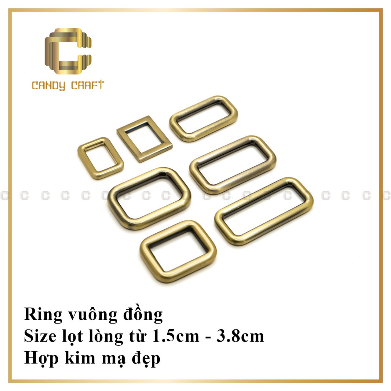 Khoen vuông màu đồng cổ - phụ kiện làm túi xách