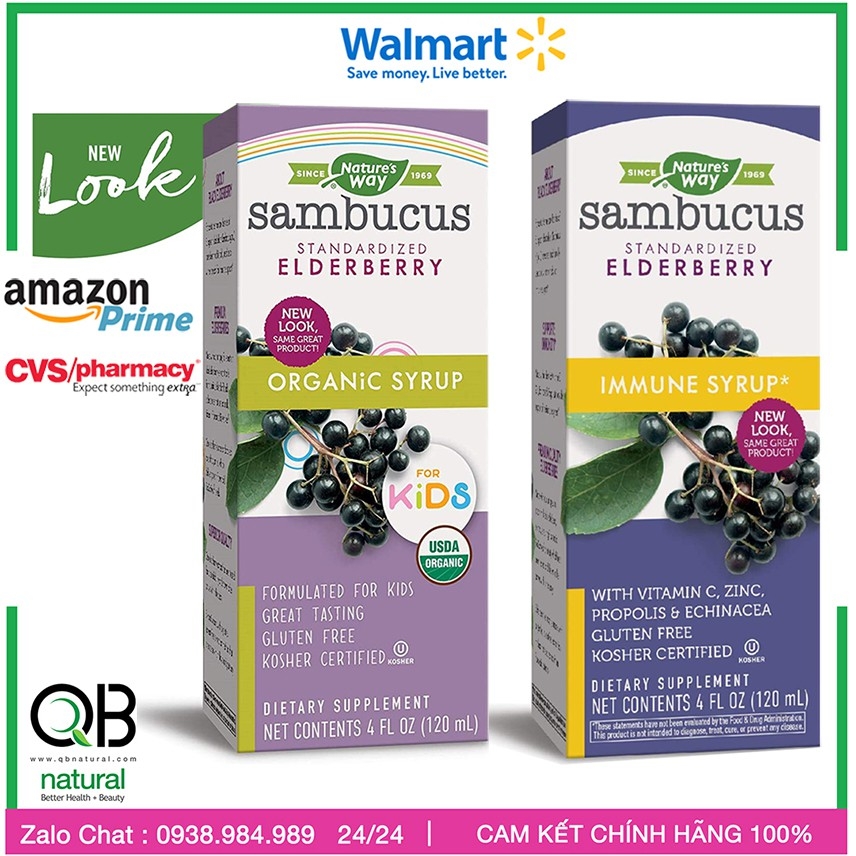 [HCM]Siro Natures Way Sambucus Elderberry Hữu Cơ cho bé Chống bệnh vặt Tiêu Hoá ZnVitamin C 120ml