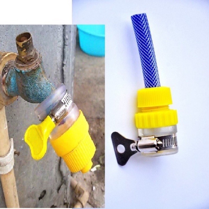 Nối nhanh ống mềm 14mm với vòi nước để tưới cây, rửa xe, Cút nối nhanh ống nước mềm 14-16mm với vòi nước – khớp nối đa năng nối vòi nước trực tiếp