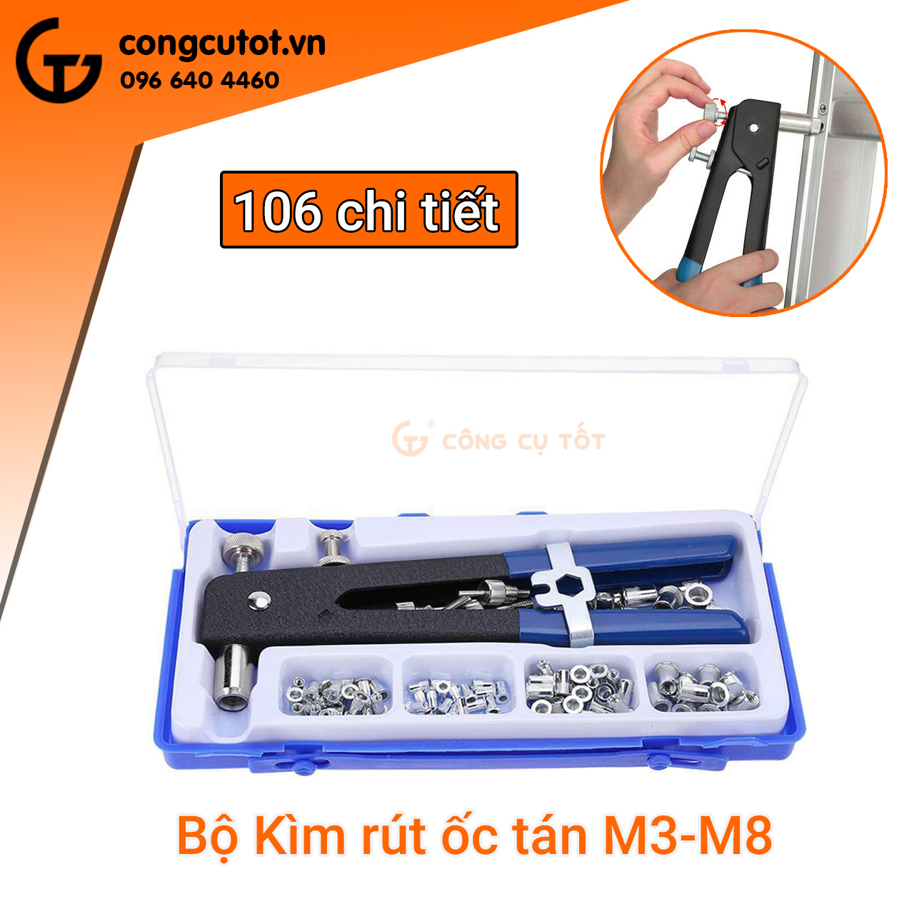 Kìm rút rive đinh tán ren Ecu M3-M8, mẫu tùy chọn