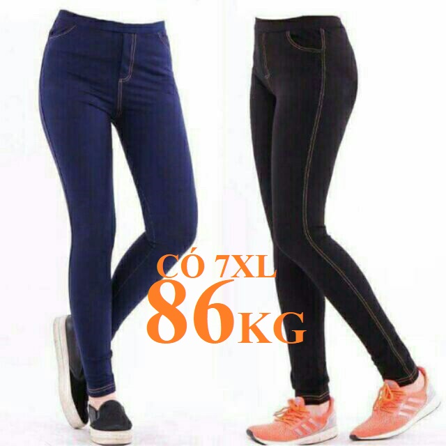 GIẢ JEAN DÀI - QUẦN LEGGING VẢI THUN GIẢ JEAN CAO CẤP KINA QUẦN DÀI Có SAI ĐẠI Bigsize 3XL 4XL 5XL 6XL 7XL tới 90KG