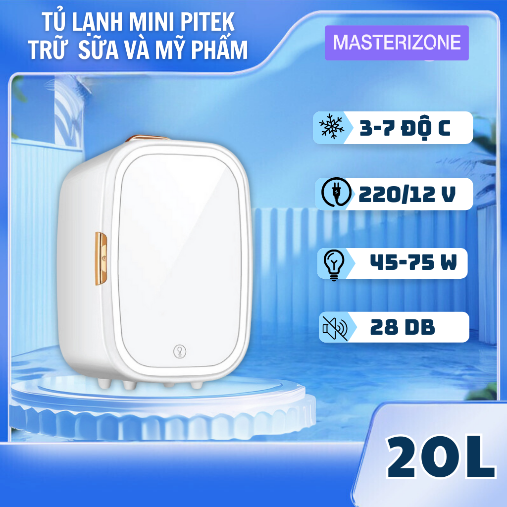 Tủ lạnh mini đựng mĩ phẩm có mặt gương trang bị đèn led 3 chế độ dung tích 20l - masteri zone bảo hành 3 tháng
