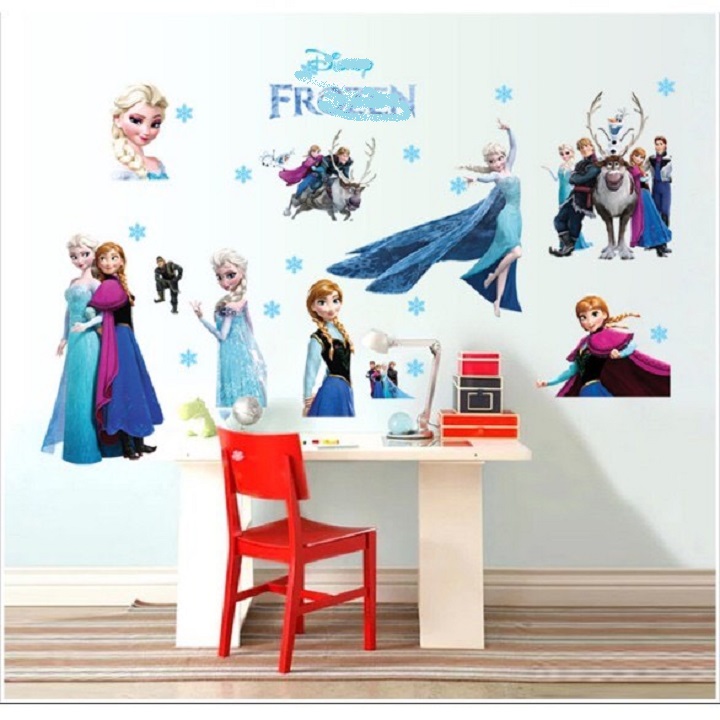 Decal dán tường công chúa băng cho bé