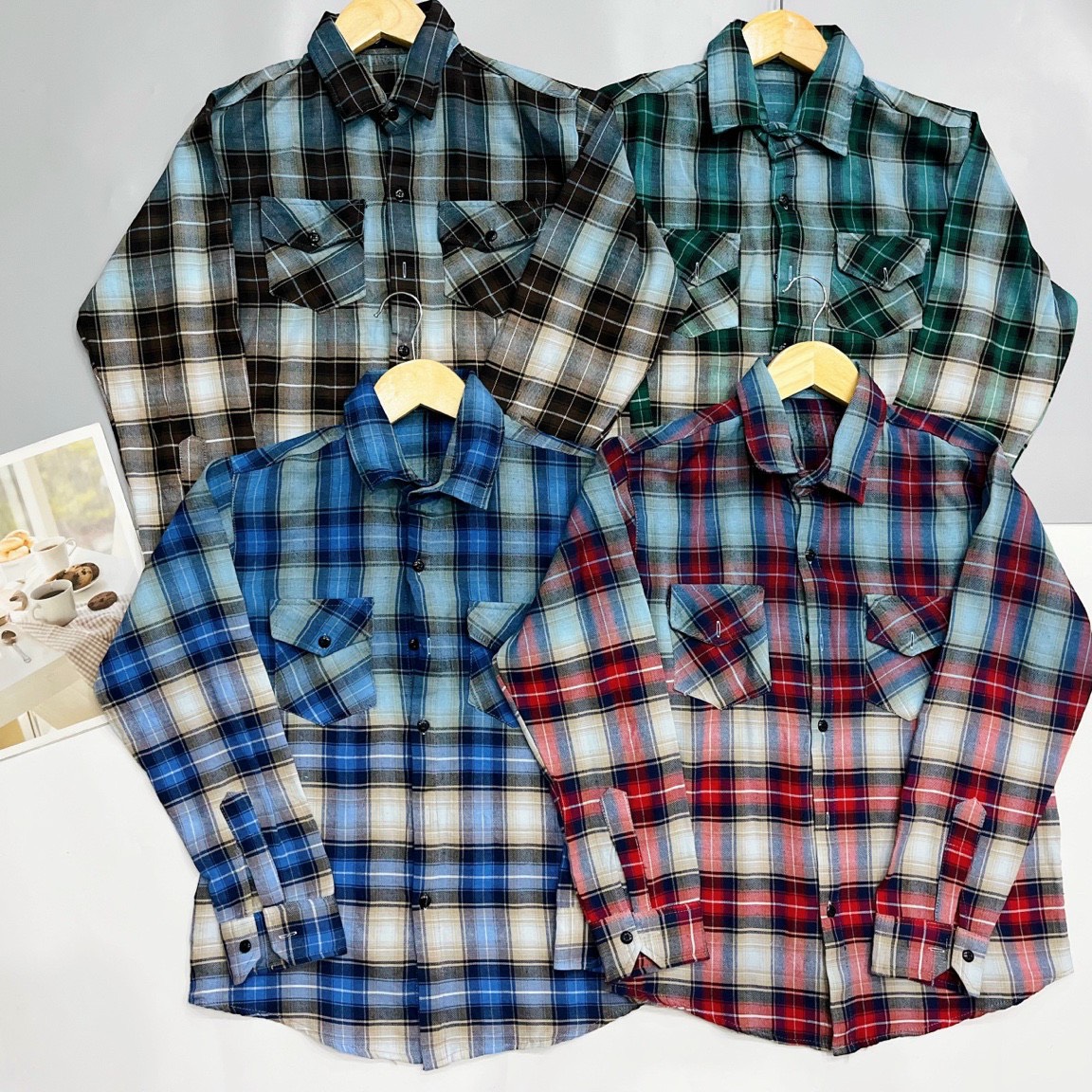 Áo sơ mi nam cao cấp áo sơ mi nỉ loang màu vải dày chất lượng đẹp như hình 4 màu chọn lựa