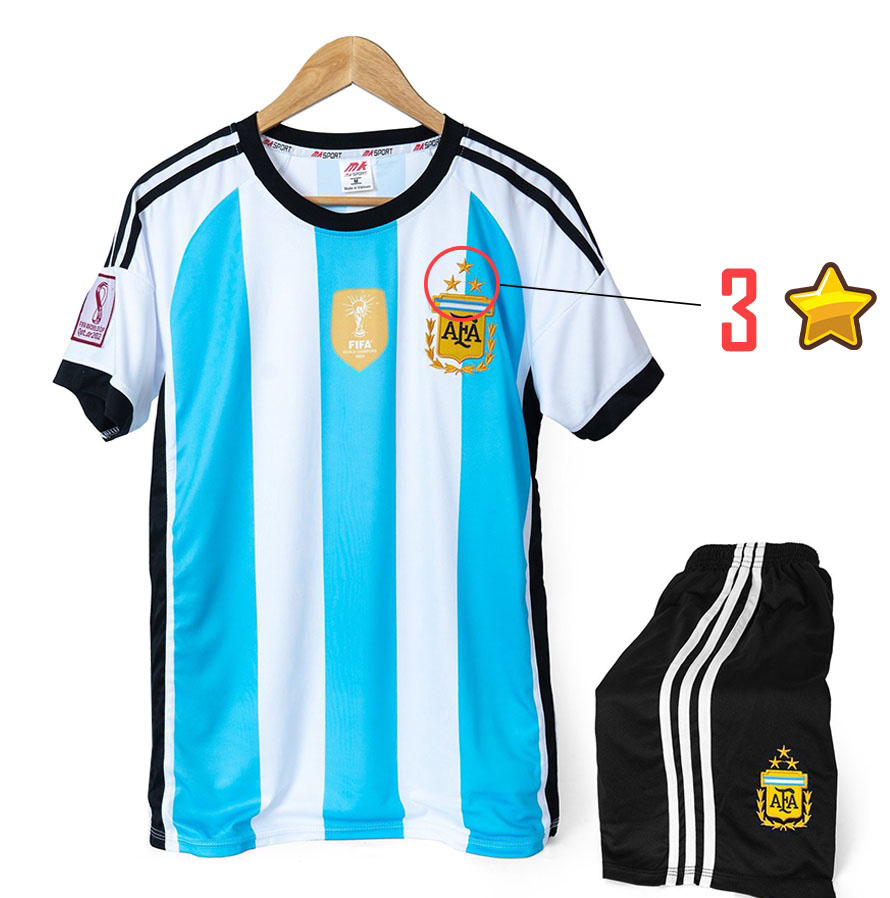 Quần áo bóng đá, đồ đá banh đội tuyển Argentina 2022 2023 Trắng Xanh