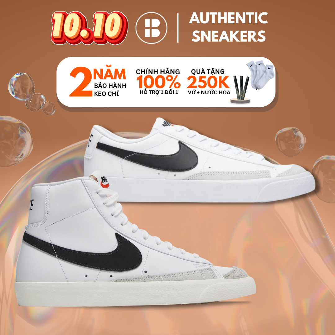Giày Nike Blazer Chính Hãng, Nike Mid Blazer Vintage 77 Auth- Giày Thể Thao Cổ Cao Dáng Classic- The Bang Sneaker