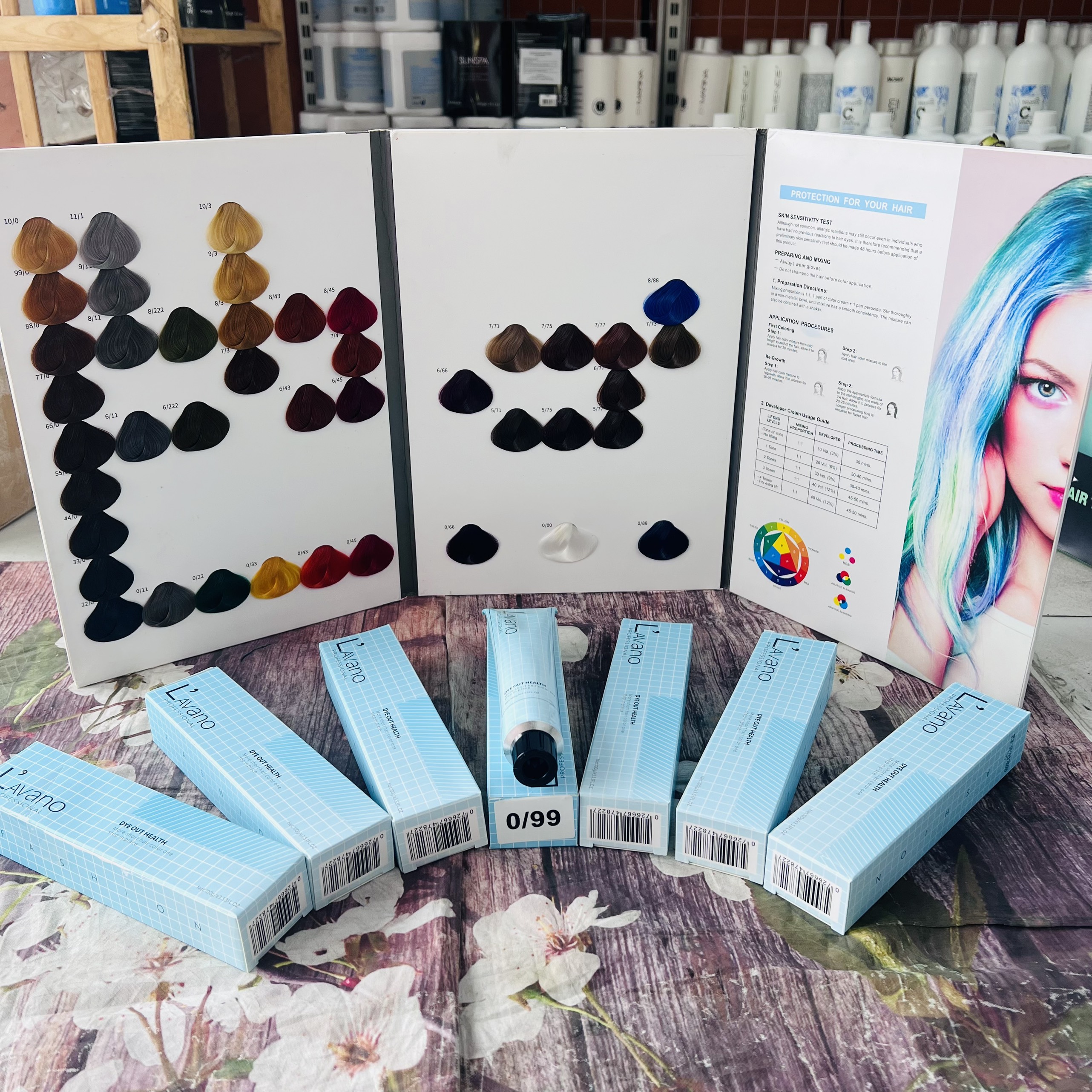 Kem nhuộm tóc phủ bạc và cân bằng LAVANO 100ML ( tem XANH, giá sỉ cho thợ tóc , không kèm oxy, 50 tuýp KM bảng màu , không sử dụng tại nhà )