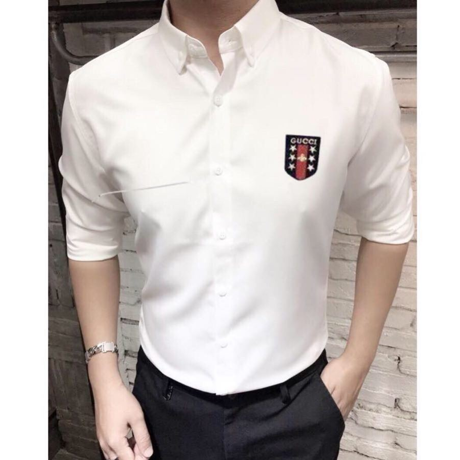 [HCM]ÁO SƠ MI NAM THỜI TRANG THIÊU LOGO CÁ TÍNH