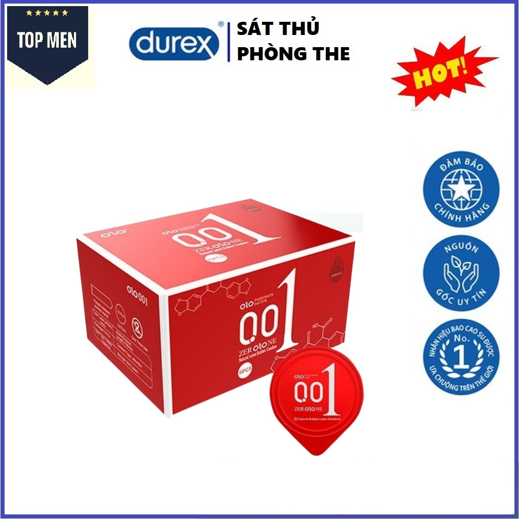 Bao cao su 0.01 olo đỏ, bao cao su siêu mỏng 0.01mm, siêu ấm hộp 10 bcs