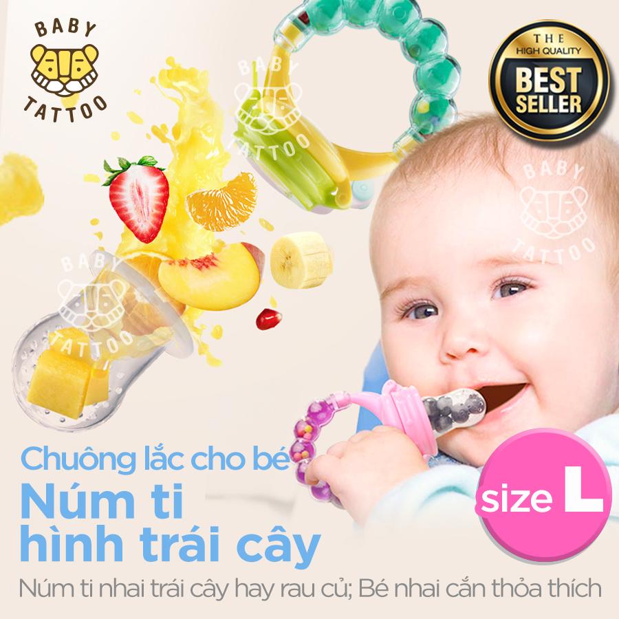 [HCM]Chuông lắc cho bé Núm ti hình trái cây Núm ti nhai trái cây hay rau củ Bé nhai cắn thỏa thích