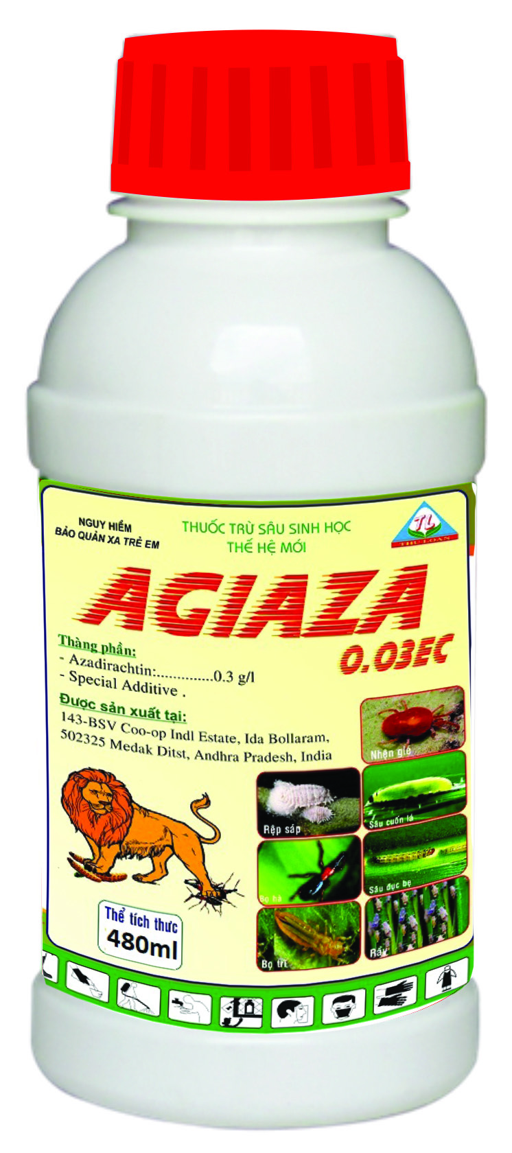 Dầu Neem Trừ Sâu Sinh Học AgiaZa 0.03EC  Chai 480ml