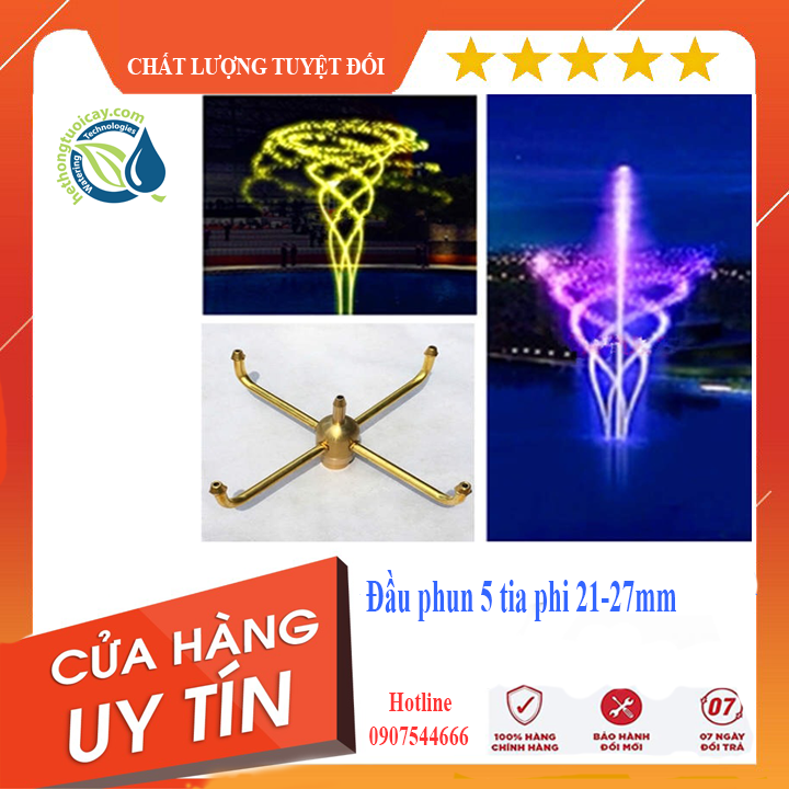 Đầu phun nước nhẩy múa 5 tia phi 27mm