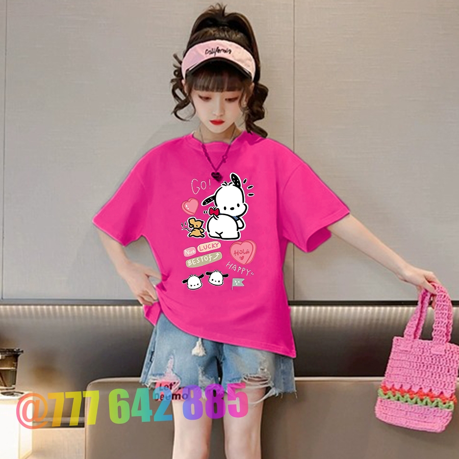 School girl t shirt loose form 20kg 30 kg 40kg girl dynamic summer T-shirt white bear print cotton hebikids T-shirts - 2