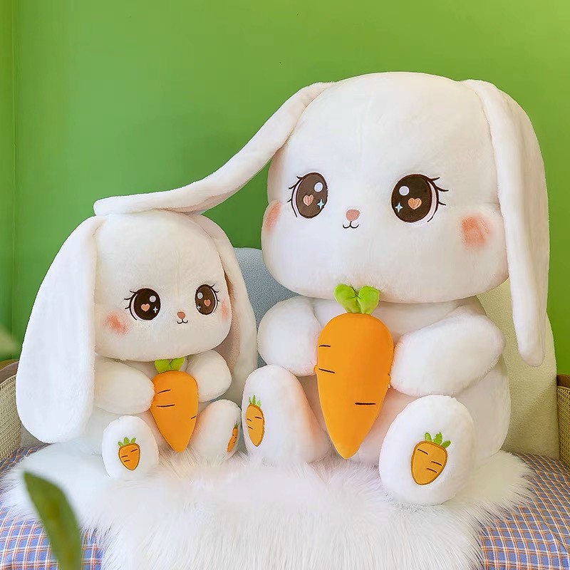 Gấu bông thỏ ôm cà rốt tai dài cho bé - gấu bông mina