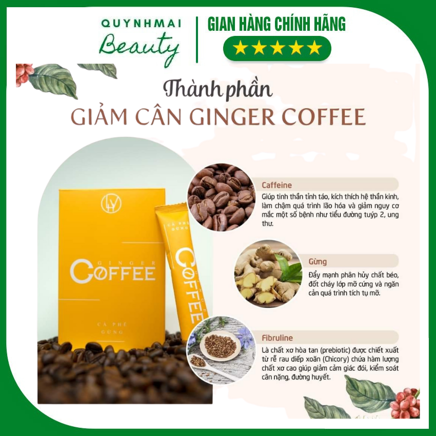 Cà phê gừng giảm cân ginger coffee chính hãng - 1 hộp 20 gói mua 3 hộp tặng 1 đai nịt cao cấp