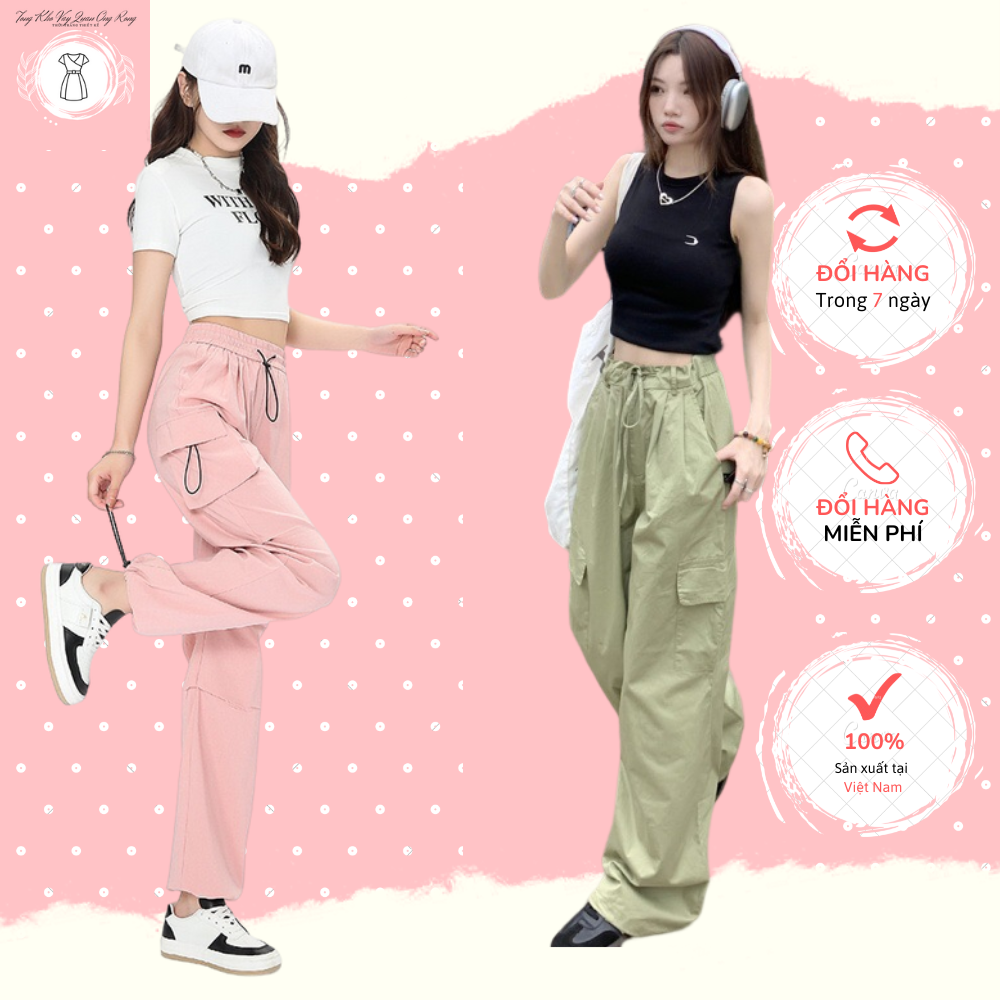 Quần ống rộng túi hộp Quần jogger unisex nhiều túi phong cách thể thao THỜI TRANG KENCHI