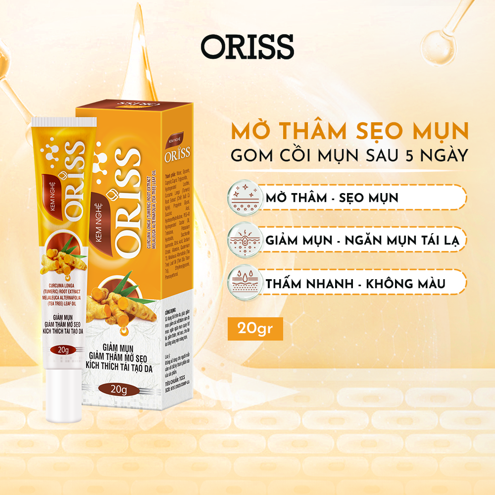 Kem nghệ oriss dạng gel dưỡng da hỗ trợ giảm mụn mờ thâm sẹo tuýp 20g