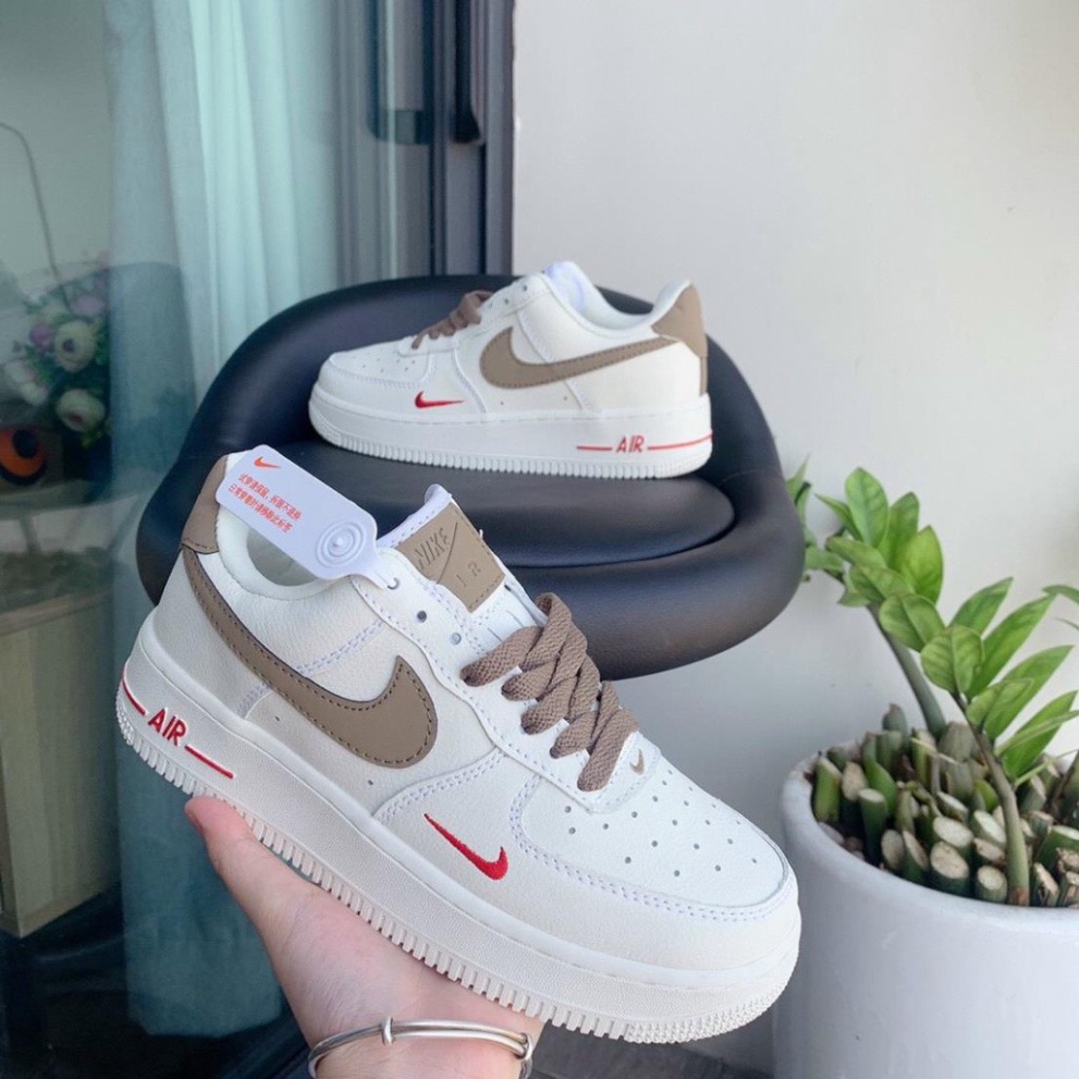 Giày air force 1 nam nữ, giày sneaker af1 custom nâu trắng thời trang cao cấp hottrend