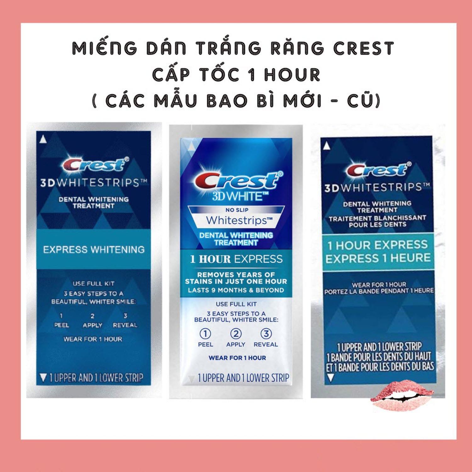 1 gói - miếng dán trắng răng crest 3d white - chính hãng
