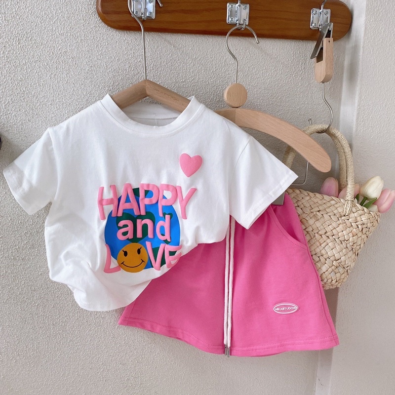 Bộ cotton happy cho bé gái 14-45kg, 2 tuổi - 15 tuổi