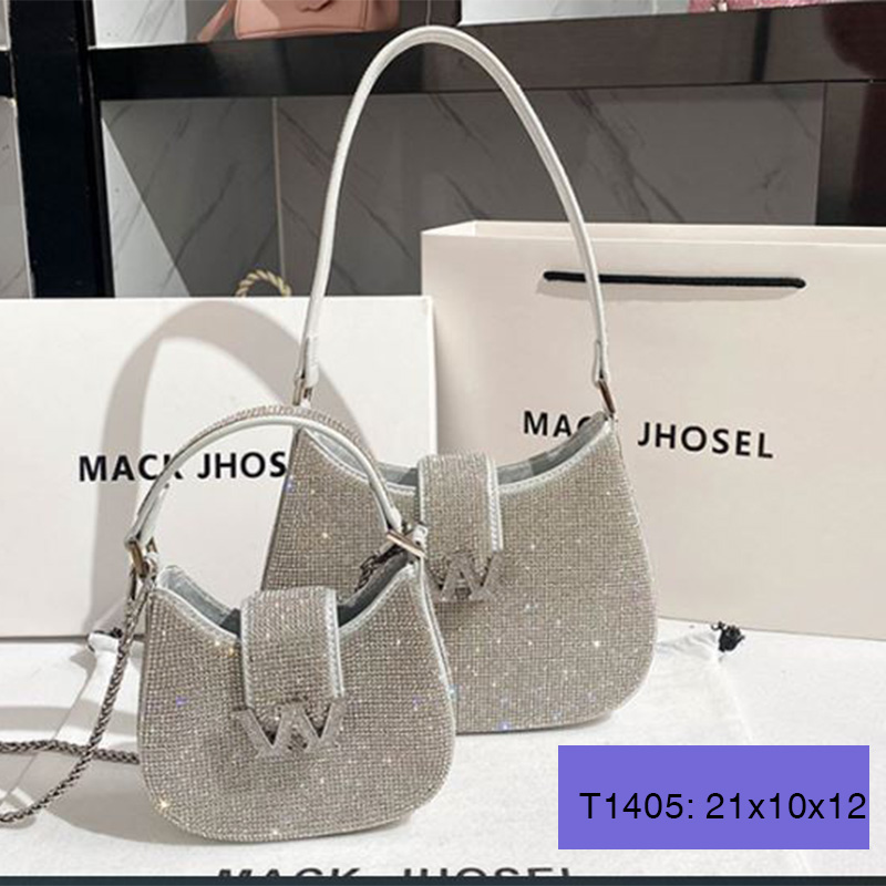 Túi xách tay đeo chéo kẹp nách nữ đính đá Wang hàng fullbox phong cách hàn quốc T1405