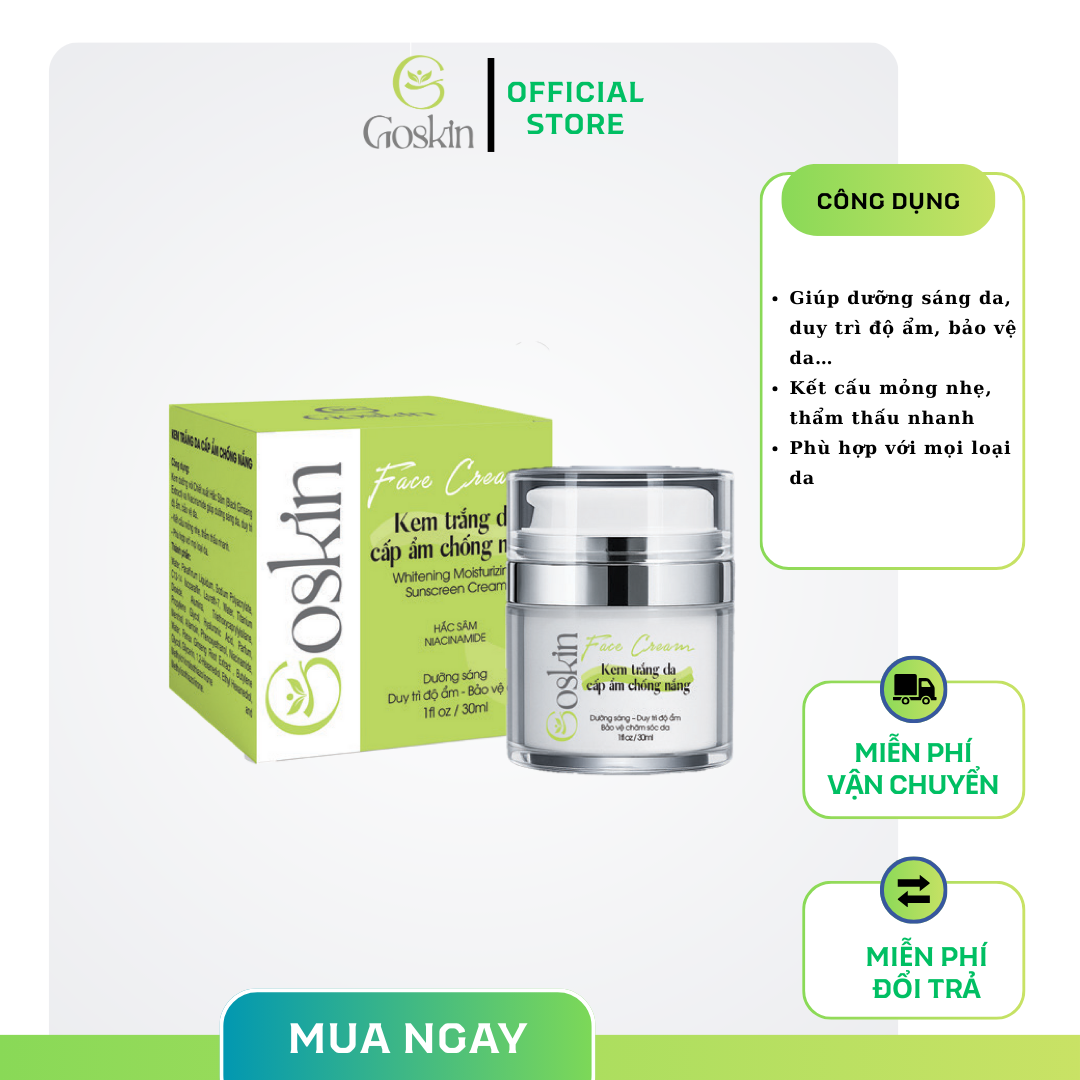 Kem trắng da cấp ẩm chống nắng 30ml (Goskin)