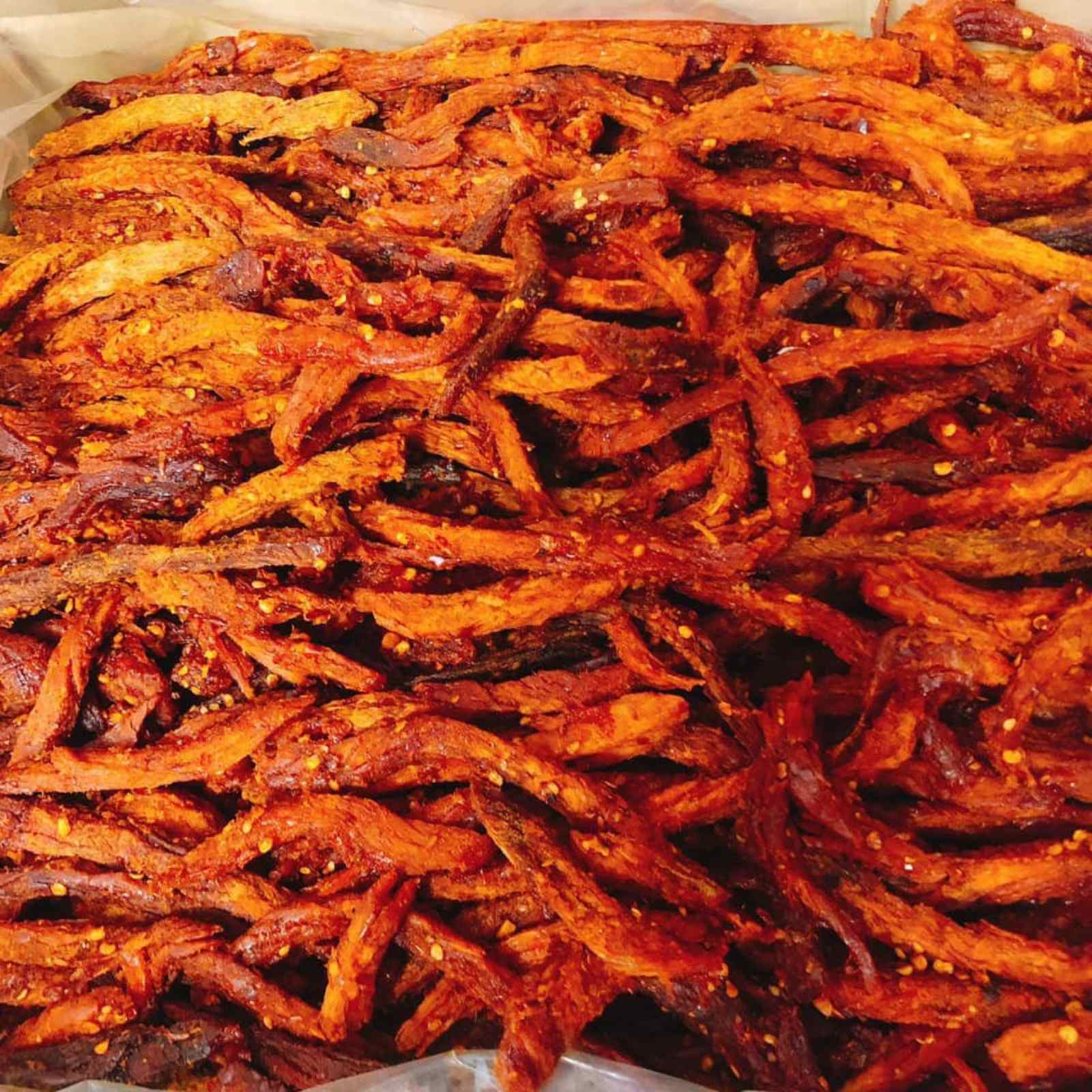 Khô bò que cây mềm lon pet 250gr