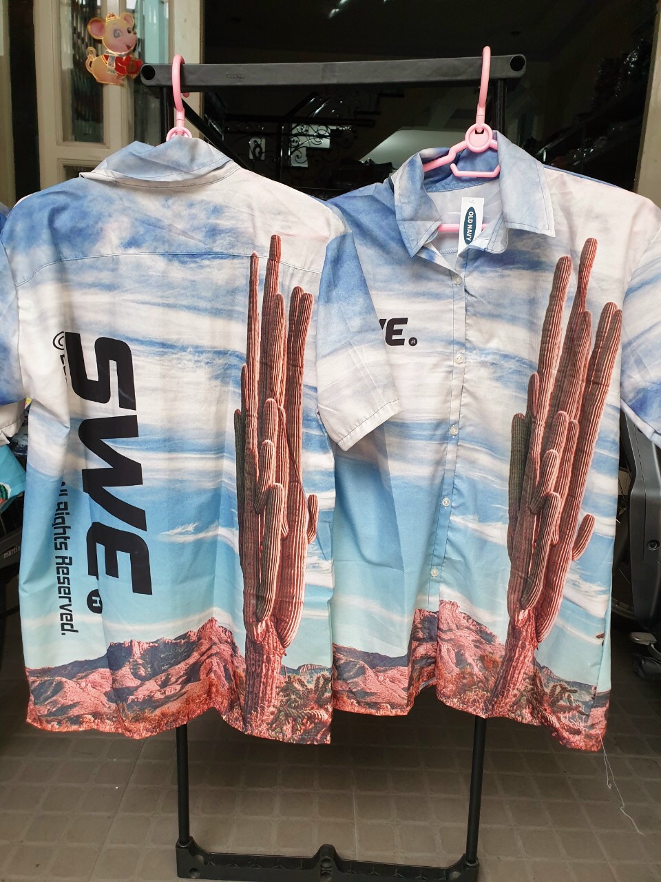 Áo sơ mi form rộng unisex mẫu xương rồng swe cực chất-shirt wide form unisex pattern cactus swe ultra high