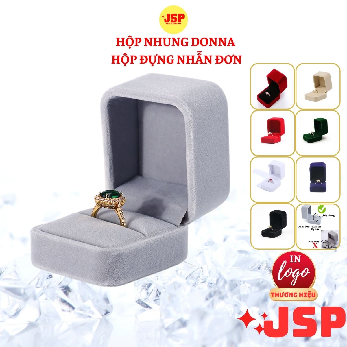 Hộp đựng nhẫn đơn trang sức chất liệu nỉ nhung cao cấp làm quà tặng bảo quản và trưng bày nhẫn trang sức.