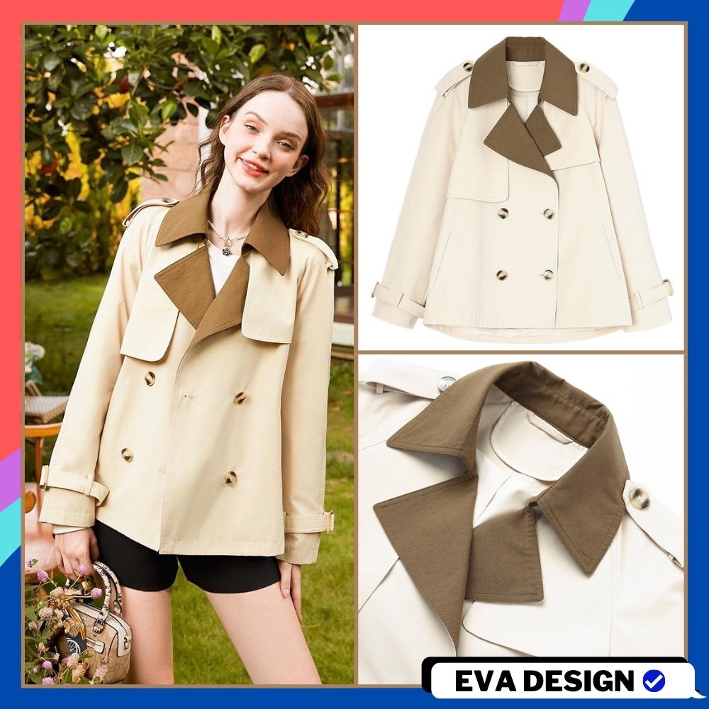 Áo măng tô nữ AK04 form rộng suông dáng ngắn thiết kế ve cổ màu cafe sang chảnh Áo khoác mangto kaki nữ cao cấp 2 lớp hàn quốc