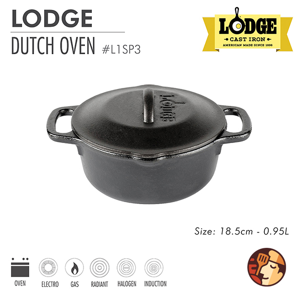 Nồi gang lodge 18.5 cm - dung tích 0.95 lít