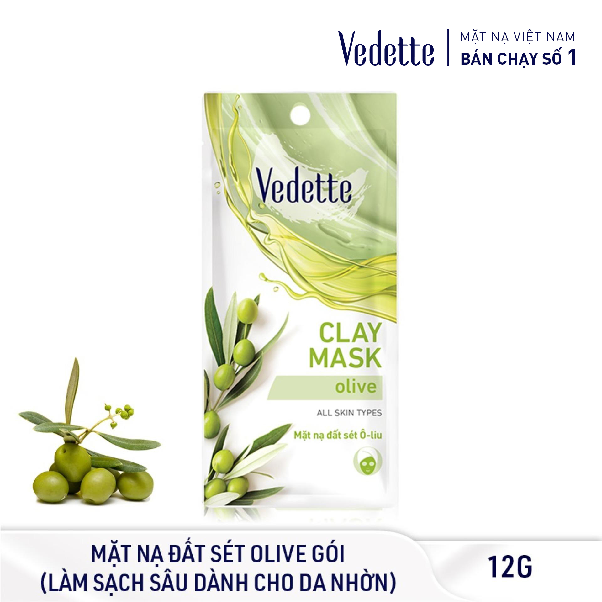 [HCM]Mặt Nạ Đất Sét Olive 12g VEDETTE - THANH LỌC & GIẢM CĂNG THẲNG - TPM168