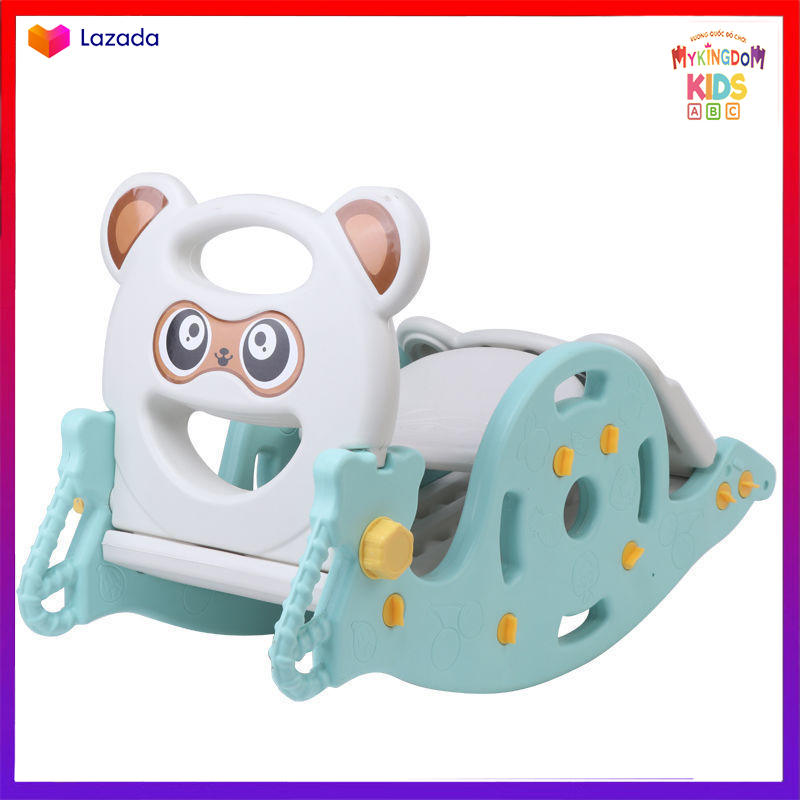 Xe Gấu Bập Bênh 3 IN 1, Xe Bập Bênh, Cầu Trượt, Cột Bóng Rổ. Đồ Chơi Thông Minh Cho Bé