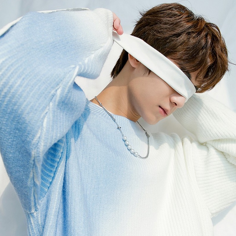 TM Áo sweater dệt kim dáng rộng màu gradient phong cách Hàn Quốc trẻ trung