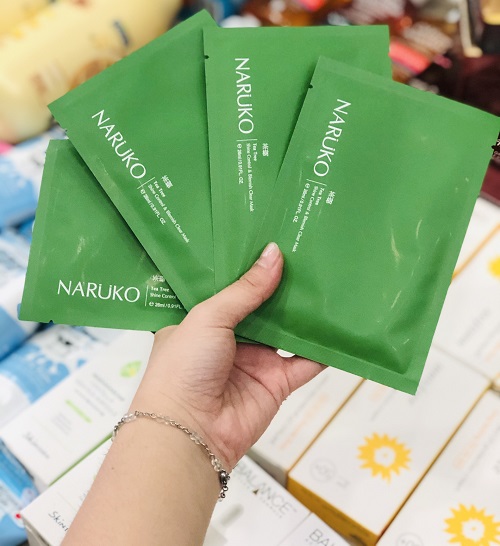 Mặt nạ tràm trà cho da mụn naruko tea tree shine control & blemish clear mask 26ml