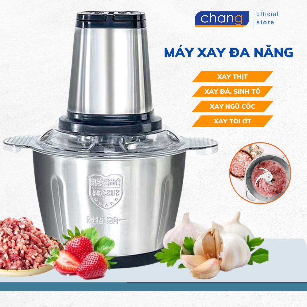 Máy xay thịt gia đình, Máy xay thịt đa năng công suất 300W siêu khỏe, Cối Inox chịu nhiệt tốt, bền đẹp,