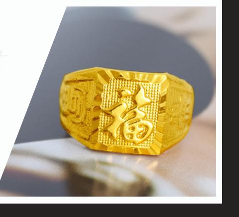 Nhẫn Nam Chữ phước lành tài lộc Mạ Vàng  Công Nghệ Cao 18k