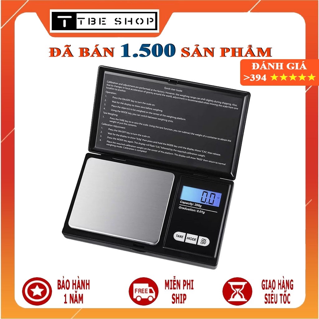 ✎  [Bảo Hành 1 Đổi 1] Cân Tiểu Ly Điện Tử 500g 200g 0.01 Bỏ Túi Chính Xác TBE Shop
