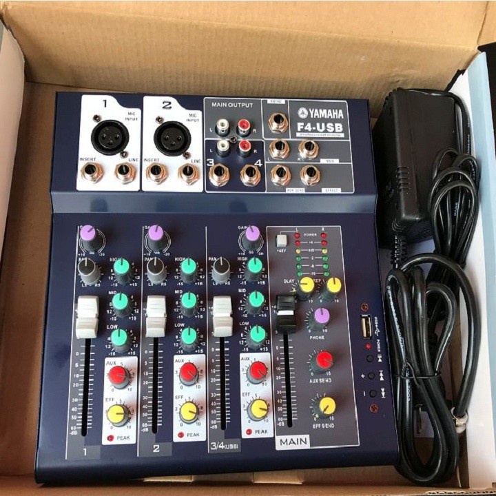 Bàn trộn âm thanh mixer usb f4-có kết nối bluetooth