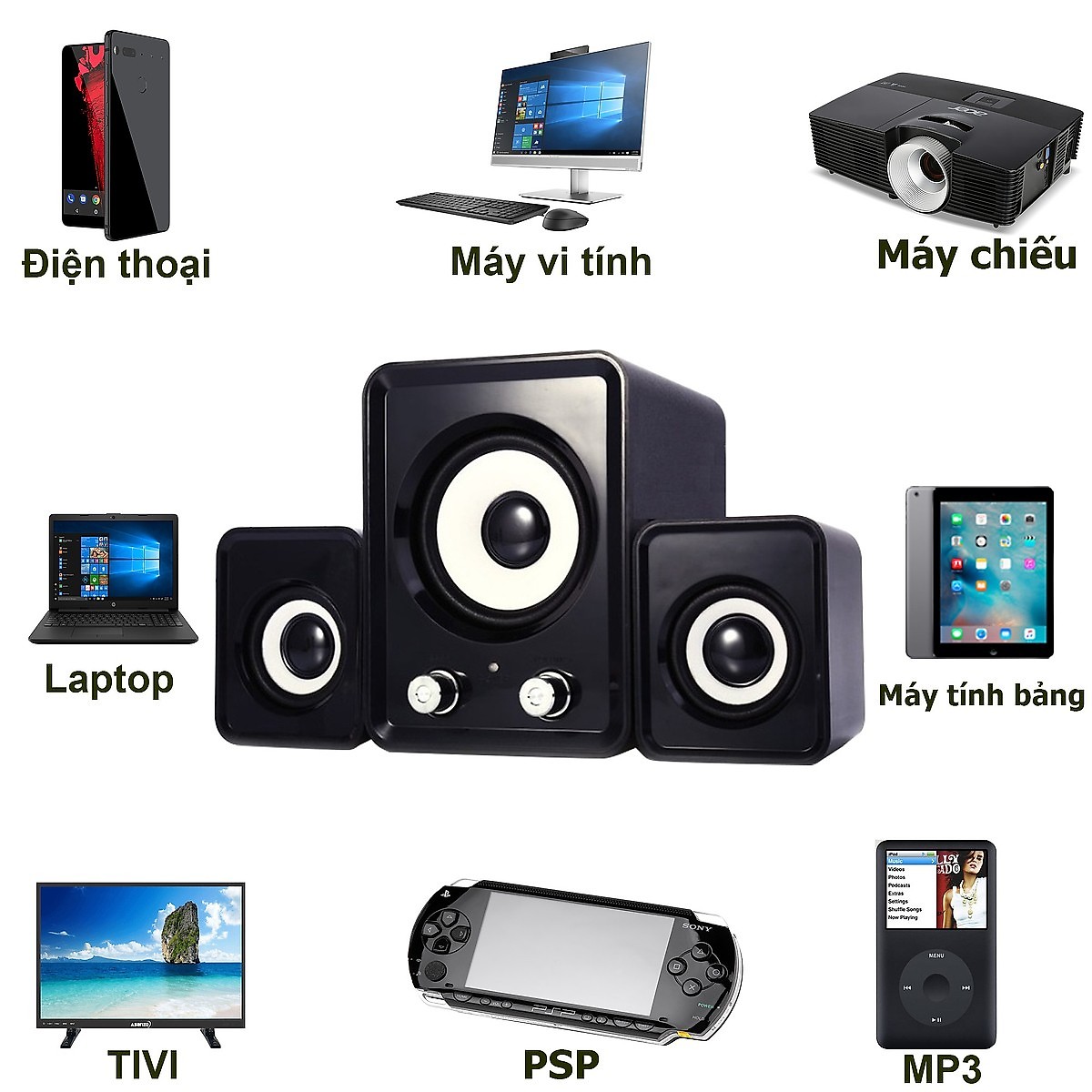 Loa vi tính 2.1 jituo jt2805 - âm thanh sống động - loa laptop pc - bass khỏe âm thanh hay