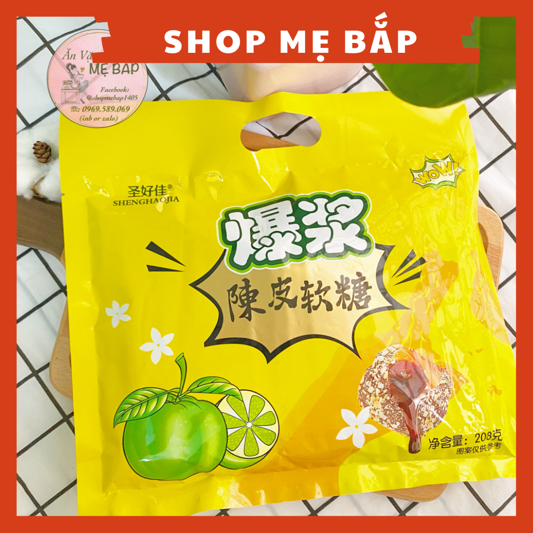 Kẹo Dẻo Ô Mai Nhân Chanh Muối 208gram - Kẹo Xí Muội Chua Ngọt - Shop Mẹ Bắp [Date 05/2024]