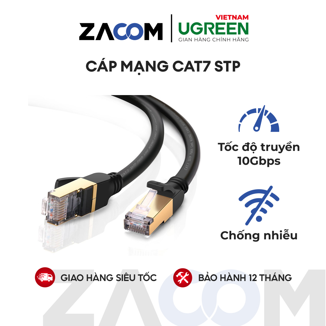 Cáp mạng 2 đầu đúc bọc hợp kim cat7 utp dài 1.5m ugreen nw107 11277