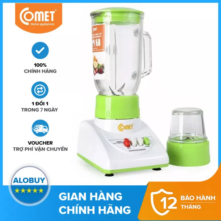 Máy xay sinh tố 2 cối thủy tinh chống trầy chịu lực comet cm9986 hàng cty bh 1 đổi 1