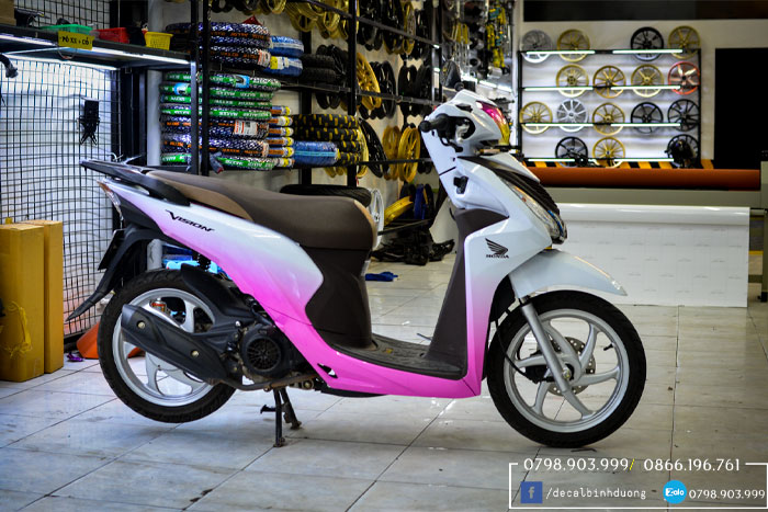 [FreeshipMax]🚲[HÌNH TỰ CHỤP] Tem Xe Vison 🚲 Decal Vison 🚲 Tem Trùm Xe Vison Trắng Hồng Nổi Bật 🚲